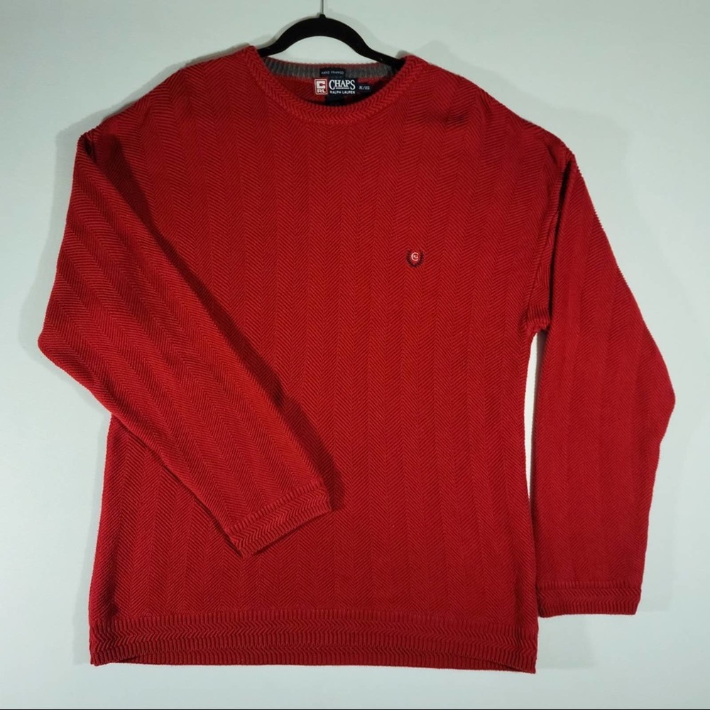 Mens Size XL Chaps Ralph Lauren Knit Red Sweater